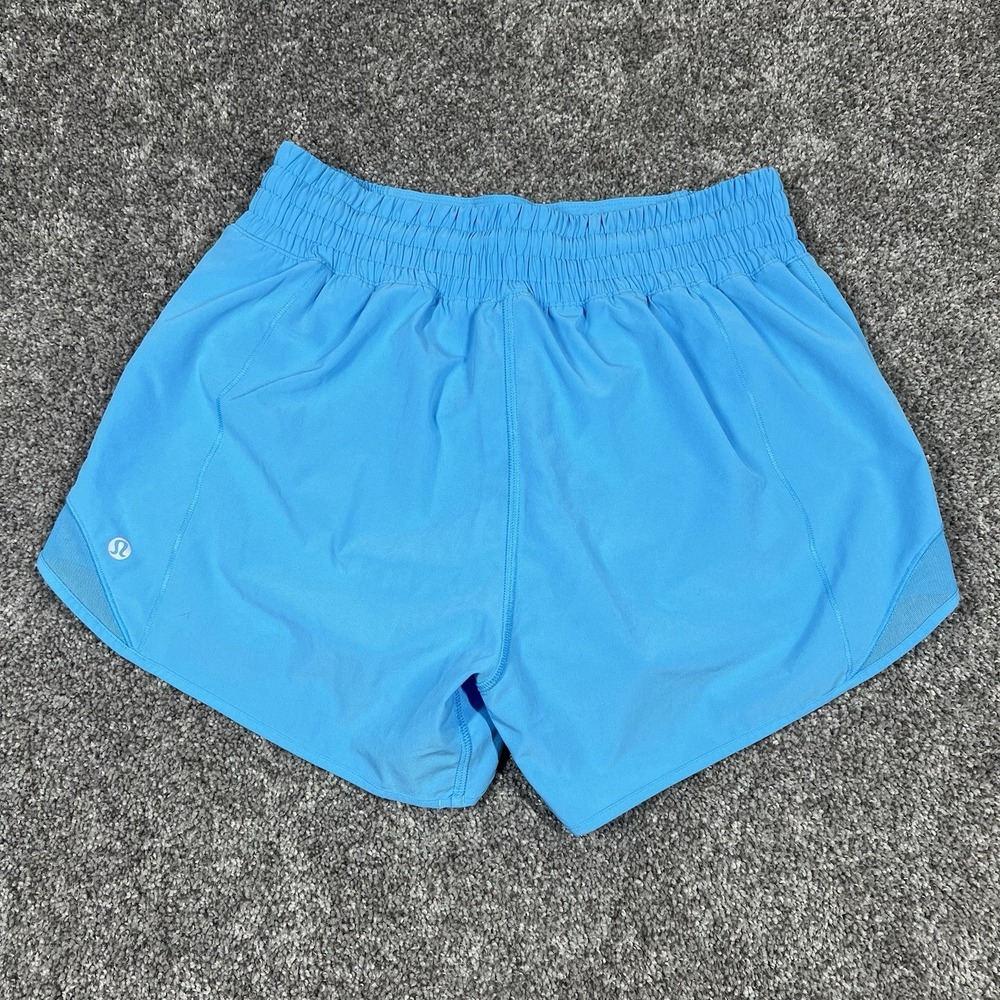 Lululemon Hotty Hot Low-Rise Short 4" Womens Size 6 Blue Lined Yoga Running Zip